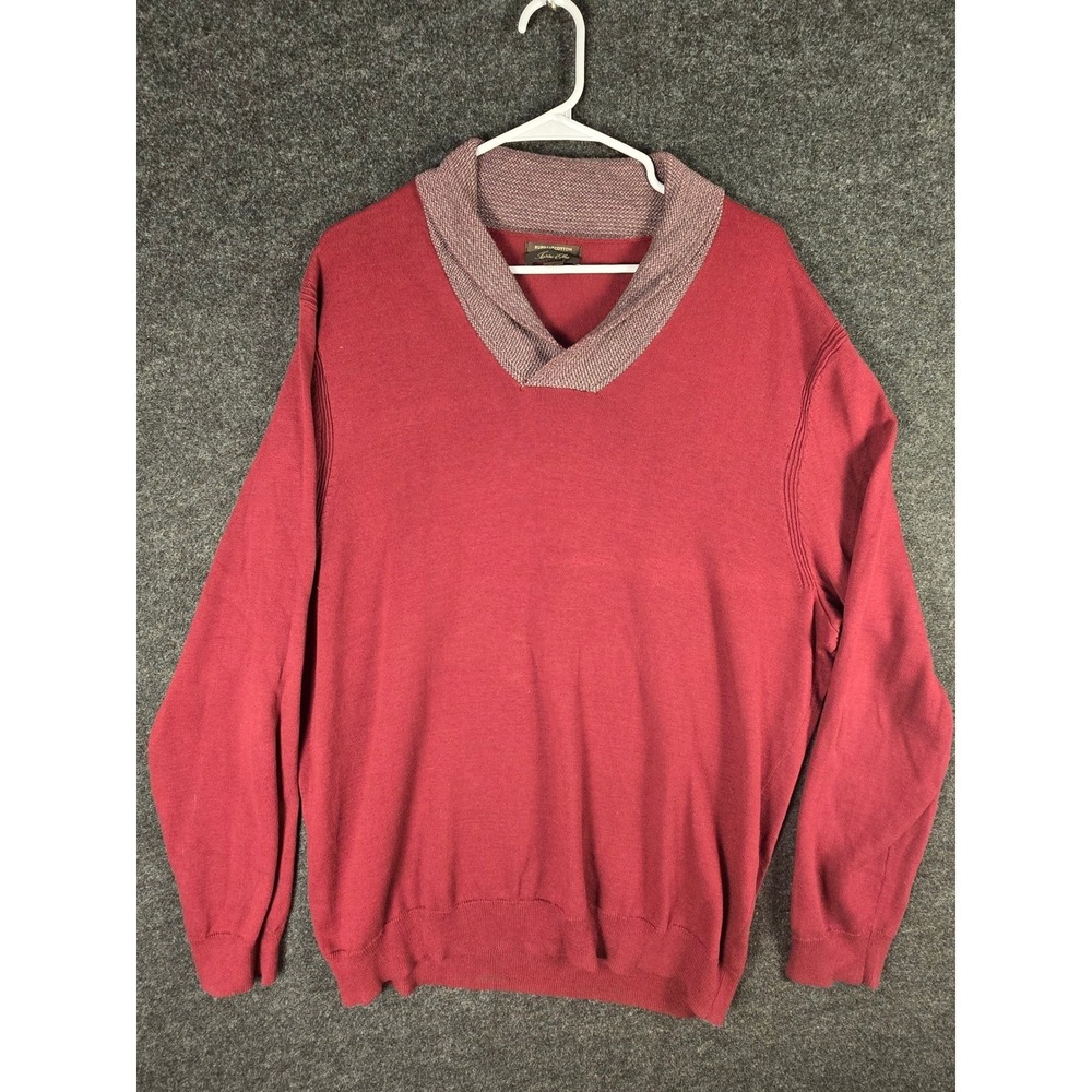 Tasso Elba Men's Red Supima Cotton Shawl Collar Sweater Minimalist Size XXL